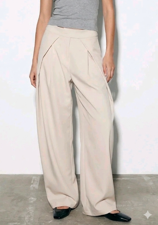 PANTALONI PALAZZO FUCSIA E BEIGE