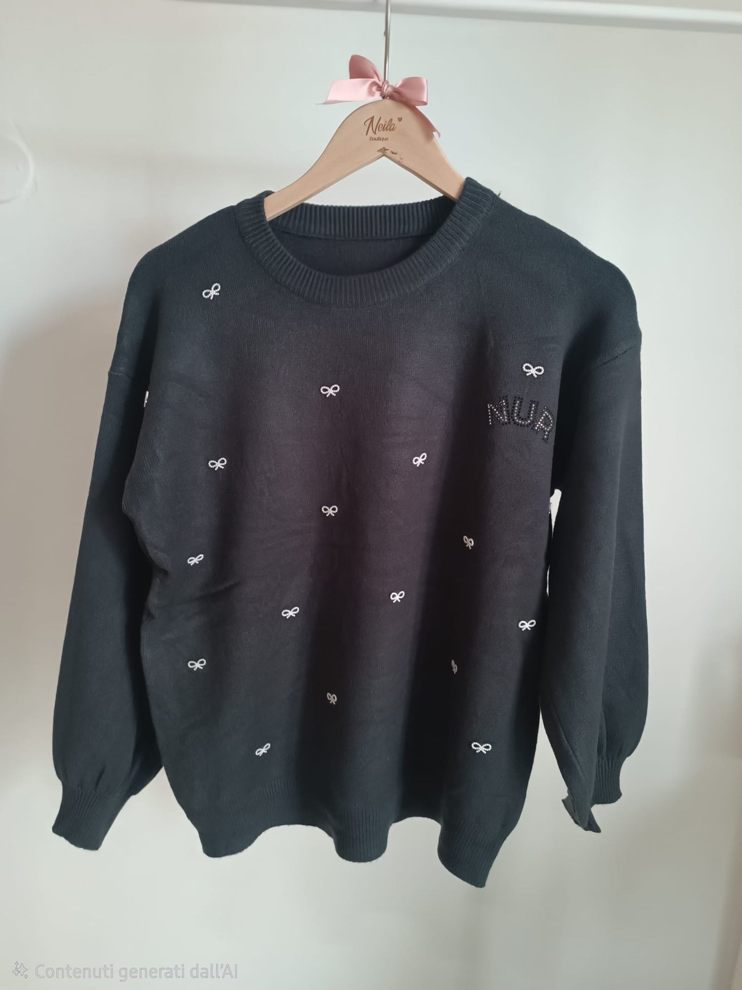 MAGLIONE FIOCCHETTI PERLINE