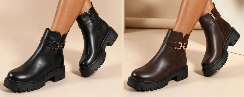 STIVALETTO TOWN- nero & marrone
