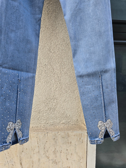 JEANS CON FIOCCO STRASS SKINNY PUSH-UP