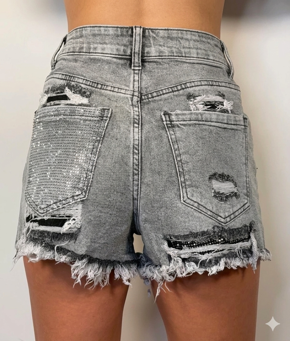 SHORTS TASCA GLITTER 6 VARIANTI (denim/rosa, rosa, nero, sabbiato e denim)