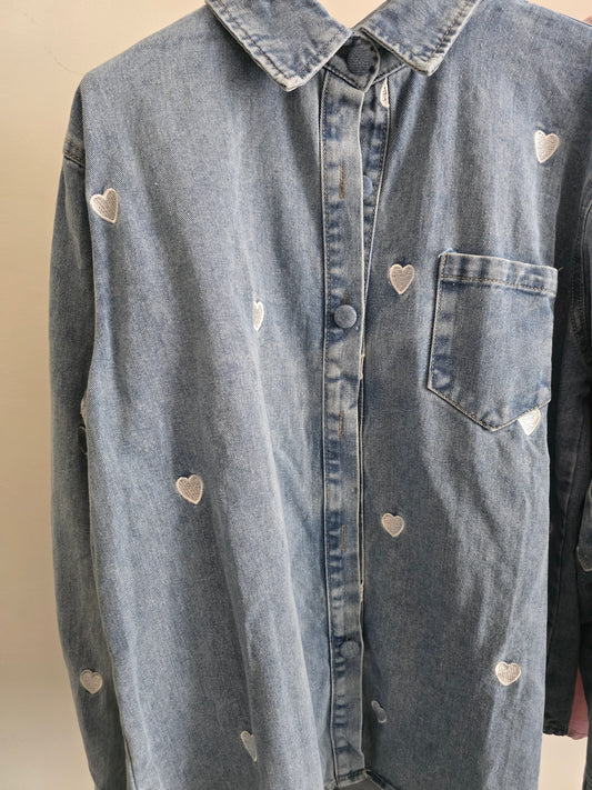 CAMICIA IN JEANS CUORICINI (2 colori)