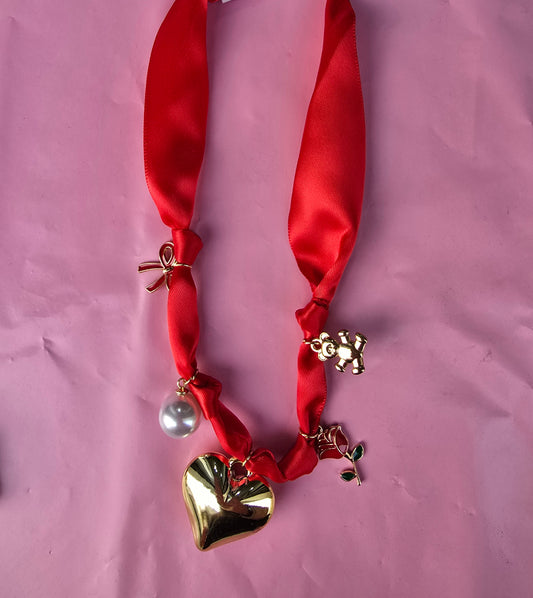COLLANA NASTRO CON CIONDOLI (vari colori)