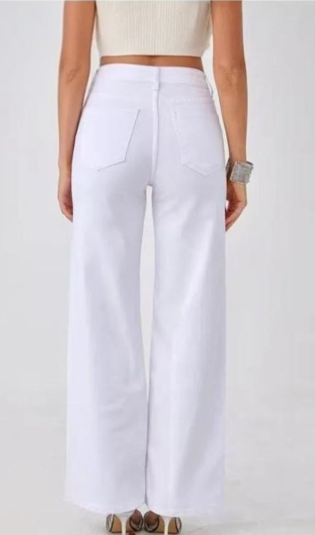 JEANS BIANCO BOTTONI LUXURY- WIDE LEG
