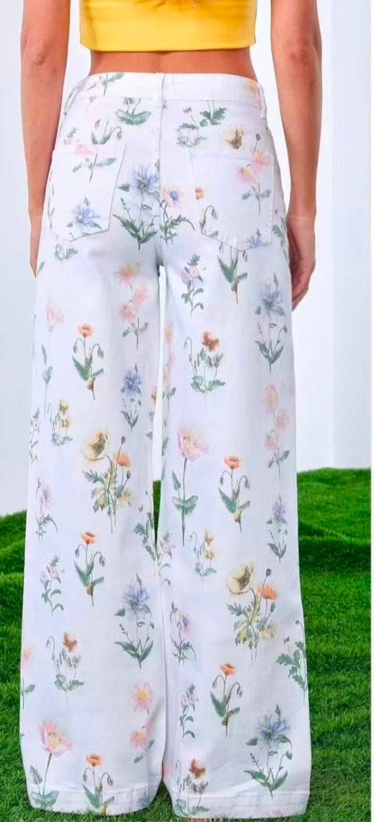 JEANS BIANCO FLOWERS