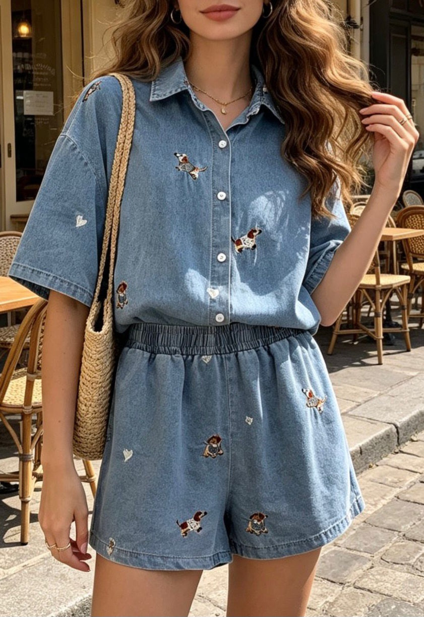 COORDINATI IN DENIM CHERRY & DOG