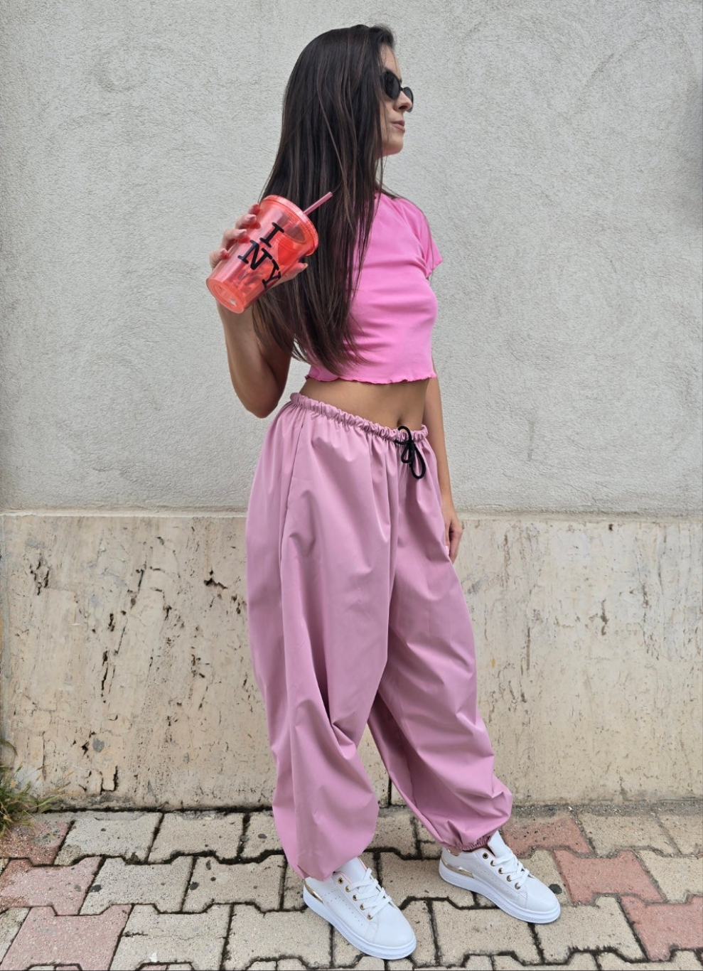 PANTALONI ROSA VERDE BEIGE