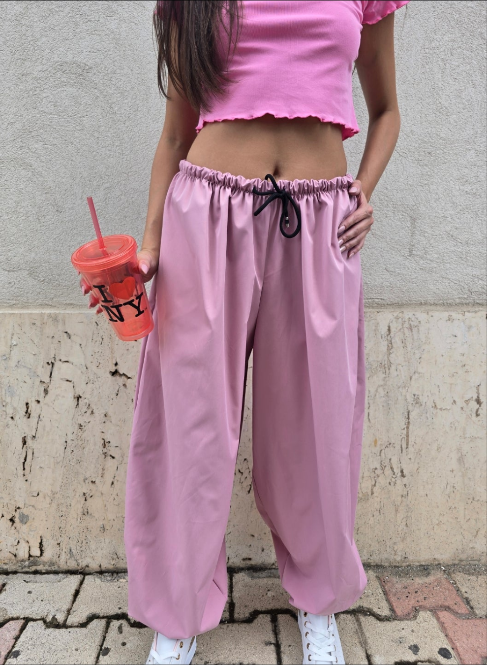 PANTALONI ROSA VERDE BEIGE