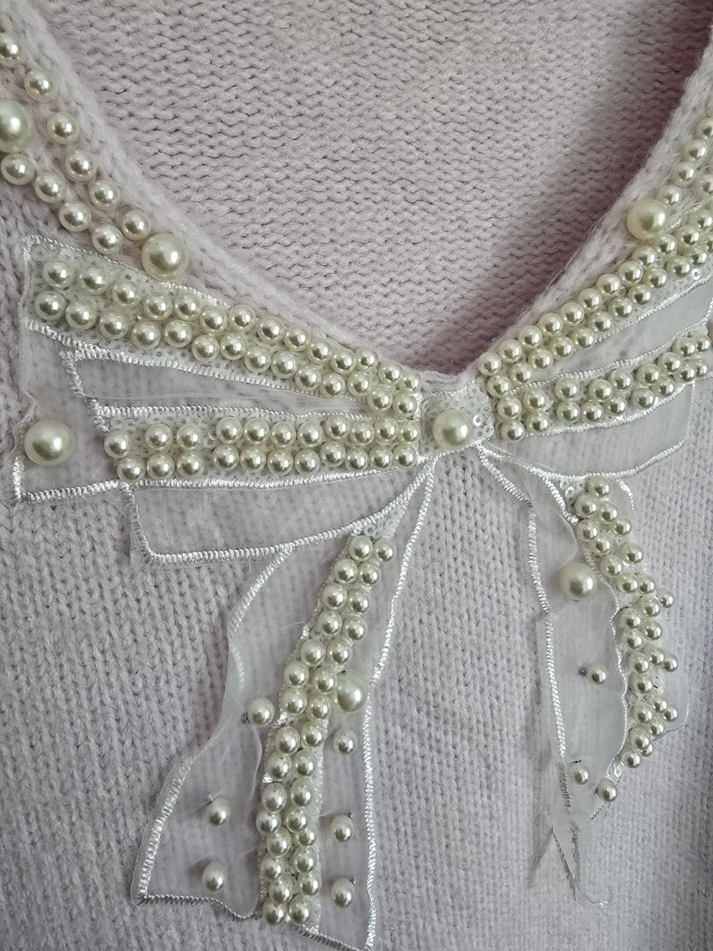 MAGLIONE FIOCCO PERLE