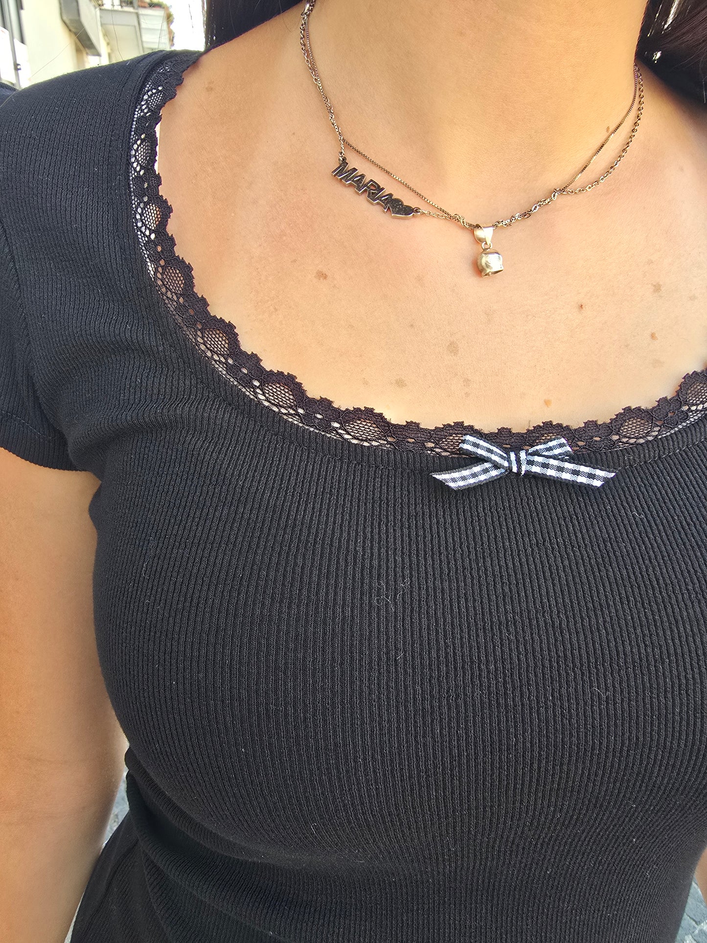 MAGLIA MERLETTO E FIOCCO
