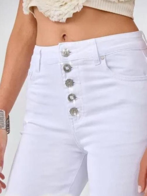 JEANS BIANCO BOTTONI LUXURY- WIDE LEG