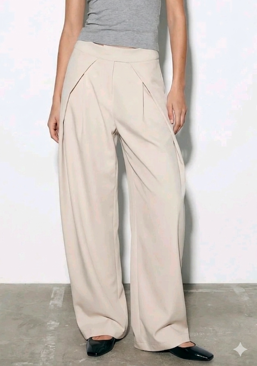 PANTALONI PALAZZO FUCSIA E BEIGE
