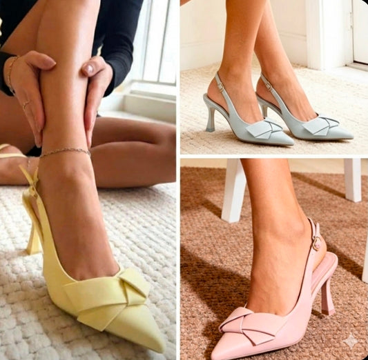 Décolleté fiocco giallo,rosa e azzurro