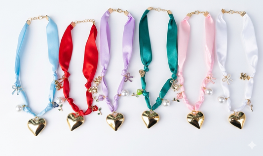 COLLANA NASTRO CON CIONDOLI (vari colori)