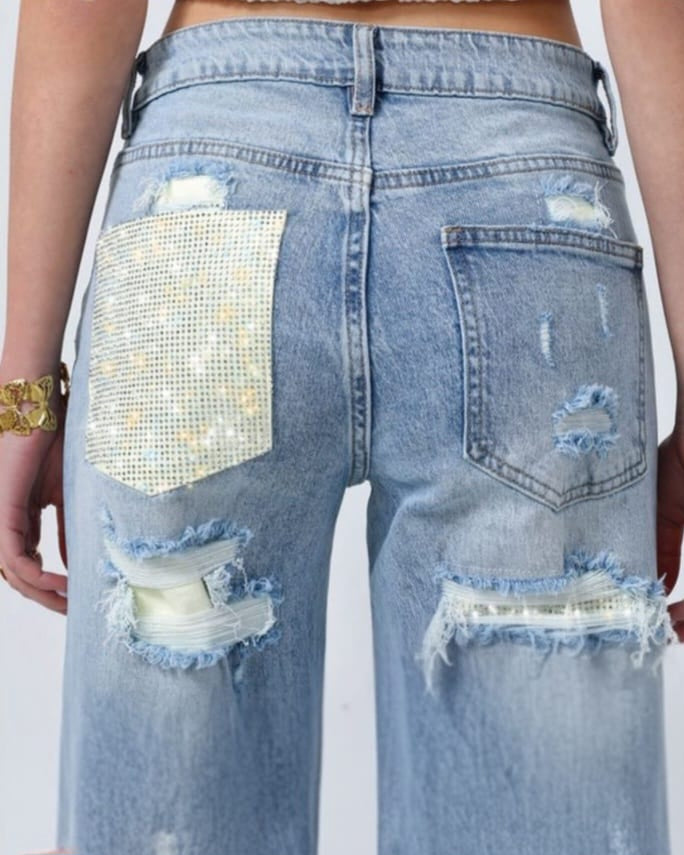 JEANS YELLOW TASCA GLITTER