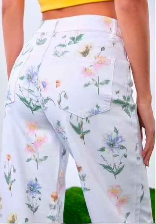 JEANS BIANCO FLOWERS