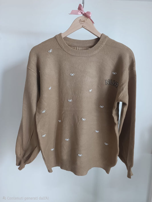 MAGLIONE FIOCCHETTI PERLINE