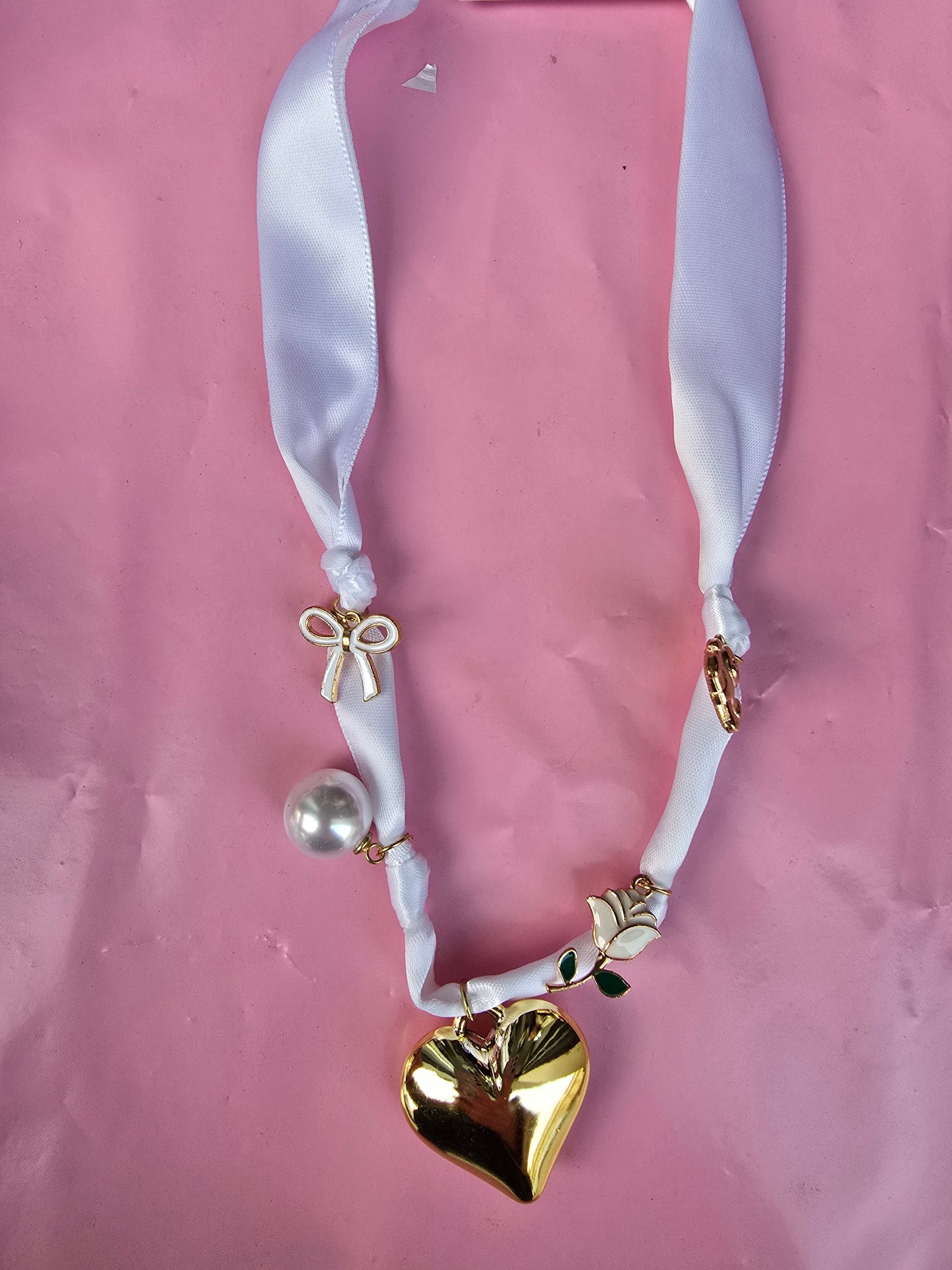 COLLANA NASTRO CON CIONDOLI (vari colori)