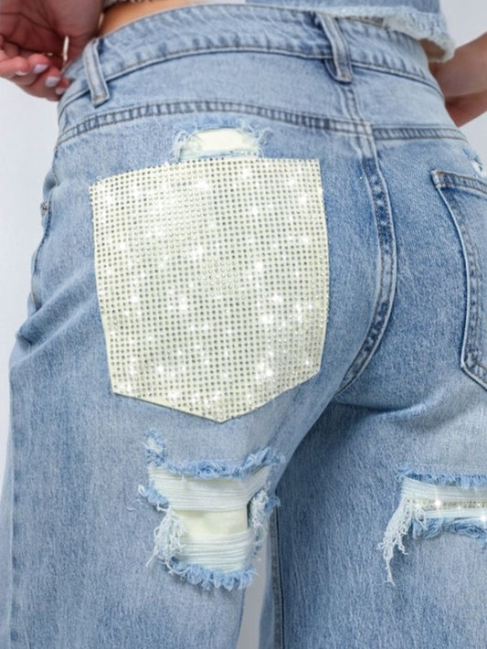 JEANS YELLOW TASCA GLITTER