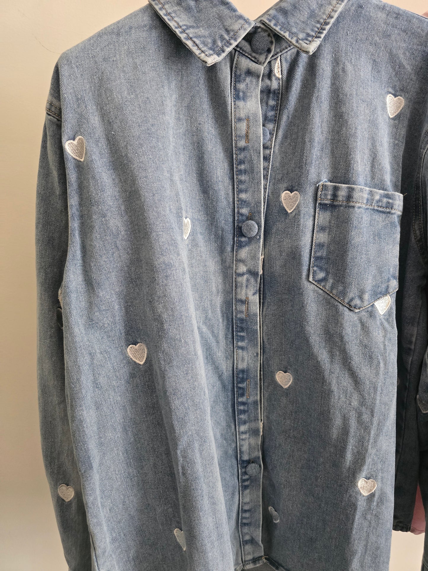 CAMICIA IN JEANS CUORICINI (2 colori)