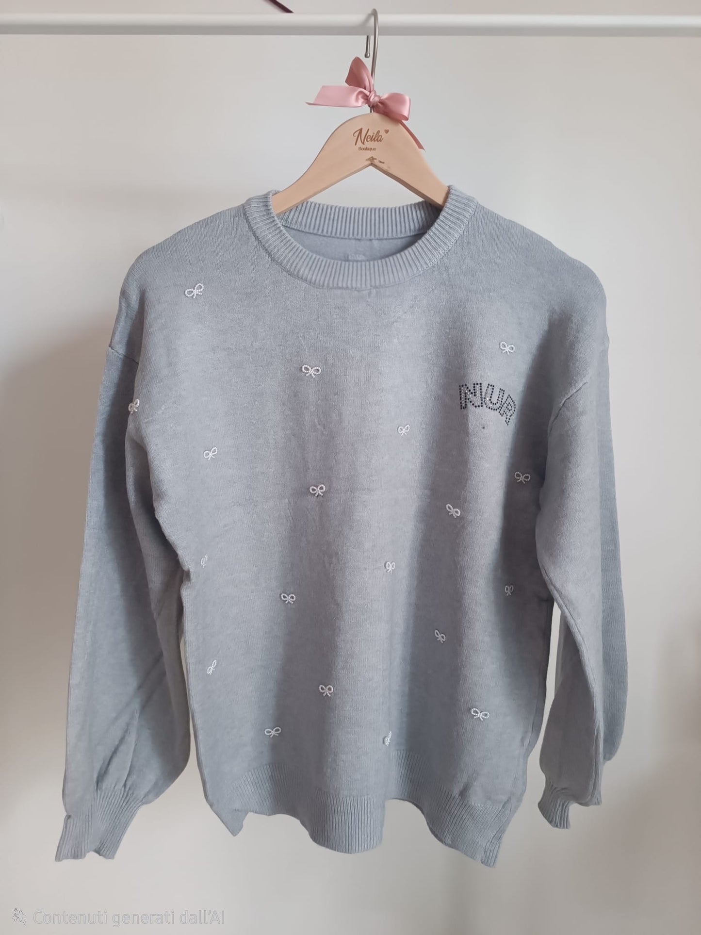 MAGLIONE FIOCCHETTI PERLINE