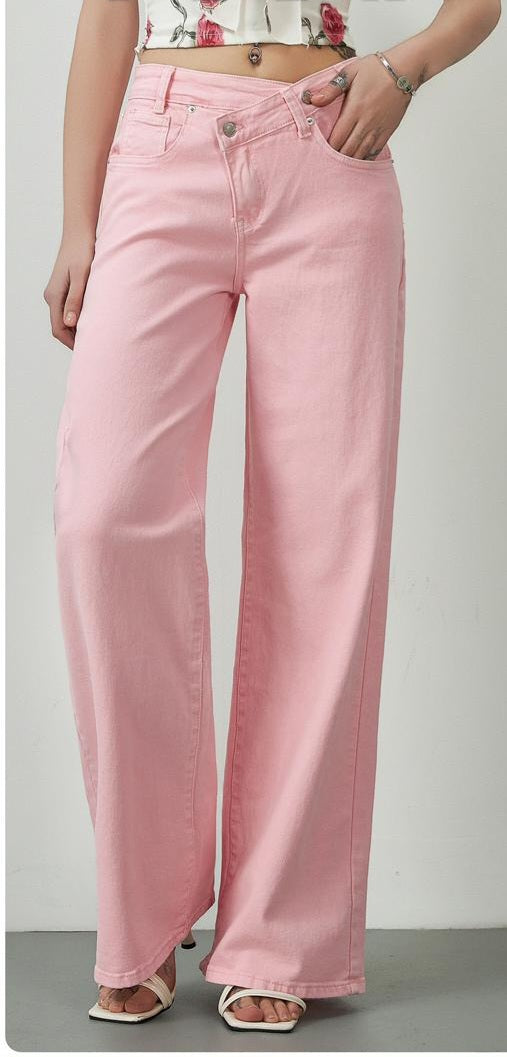 JEANS ROSA PINK CHIUSURA ASIMMETRICA