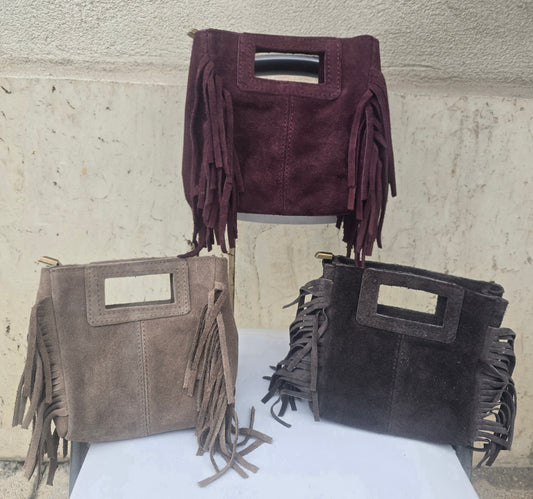 MINI BORSA FRANGE SCAMOSCIATA