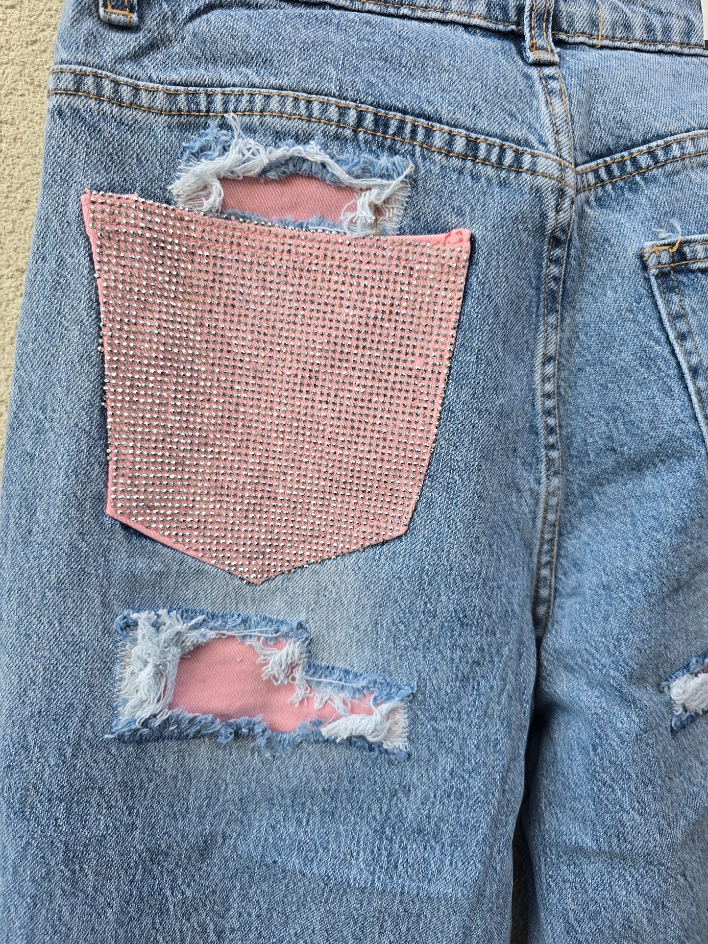 JEANS 2 VARIANTI  PINK TASCA GLITTER