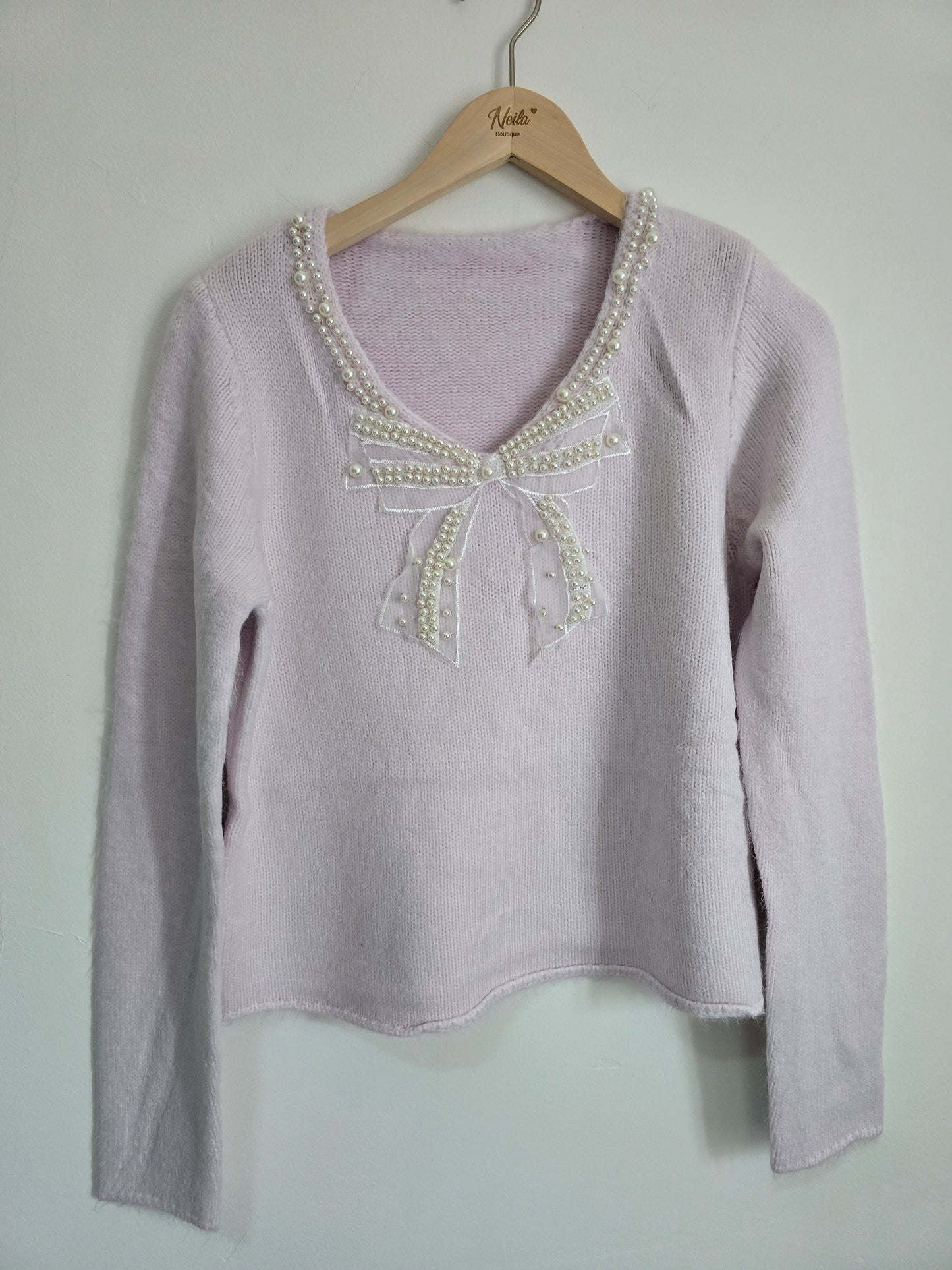 MAGLIONE FIOCCO PERLE