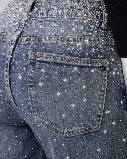 JEANS DENIM GLITTERATO - mom fit