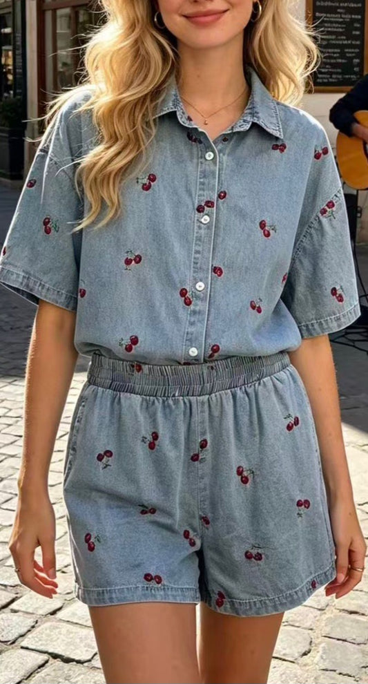 COORDINATI IN DENIM CHERRY & DOG