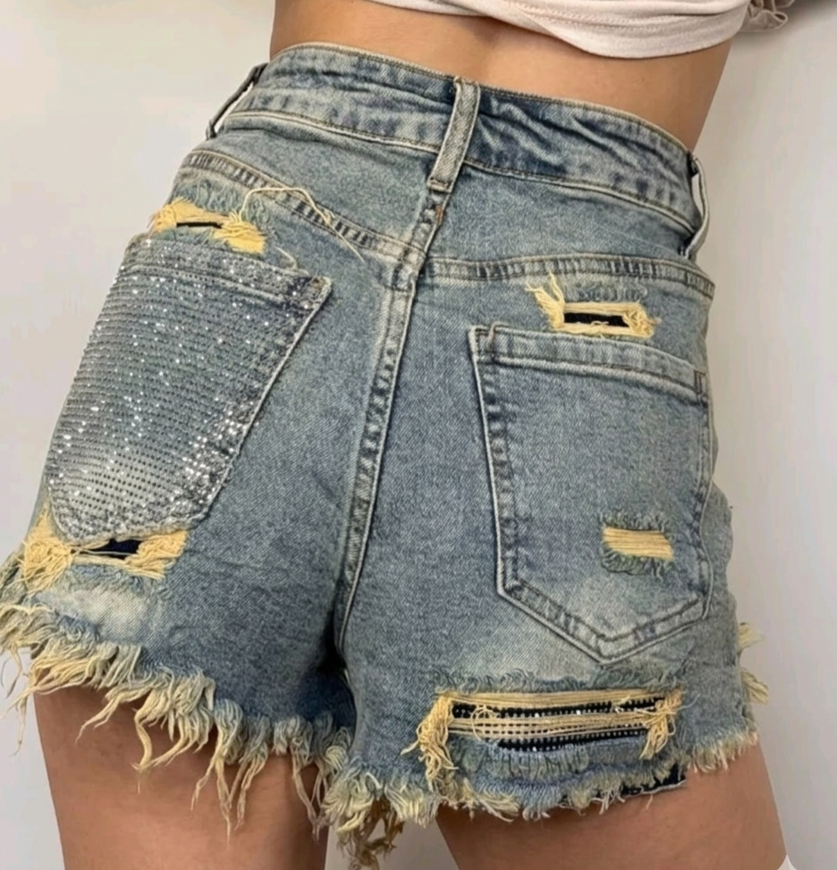 SHORTS TASCA GLITTER 6 VARIANTI (denim/rosa, rosa, nero, sabbiato e denim)
