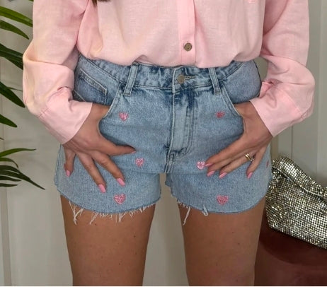 SHORTS CUORI IN DENIM