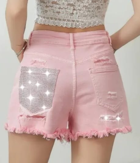 SHORTS TASCA GLITTER 6 VARIANTI (denim/rosa, rosa, nero, sabbiato e denim)