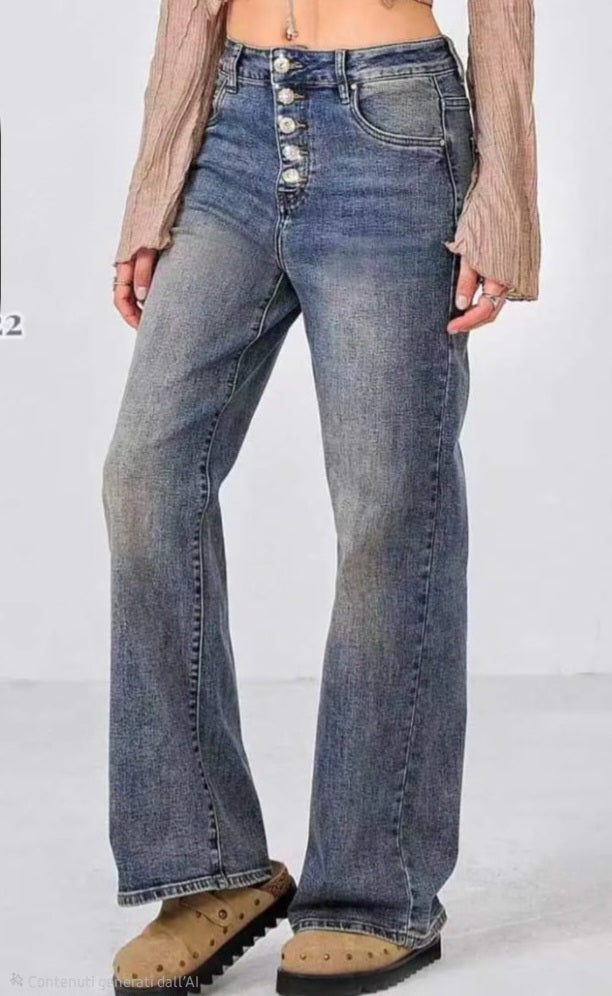 JEANS BOTTONI LUXURY WIDE LEG