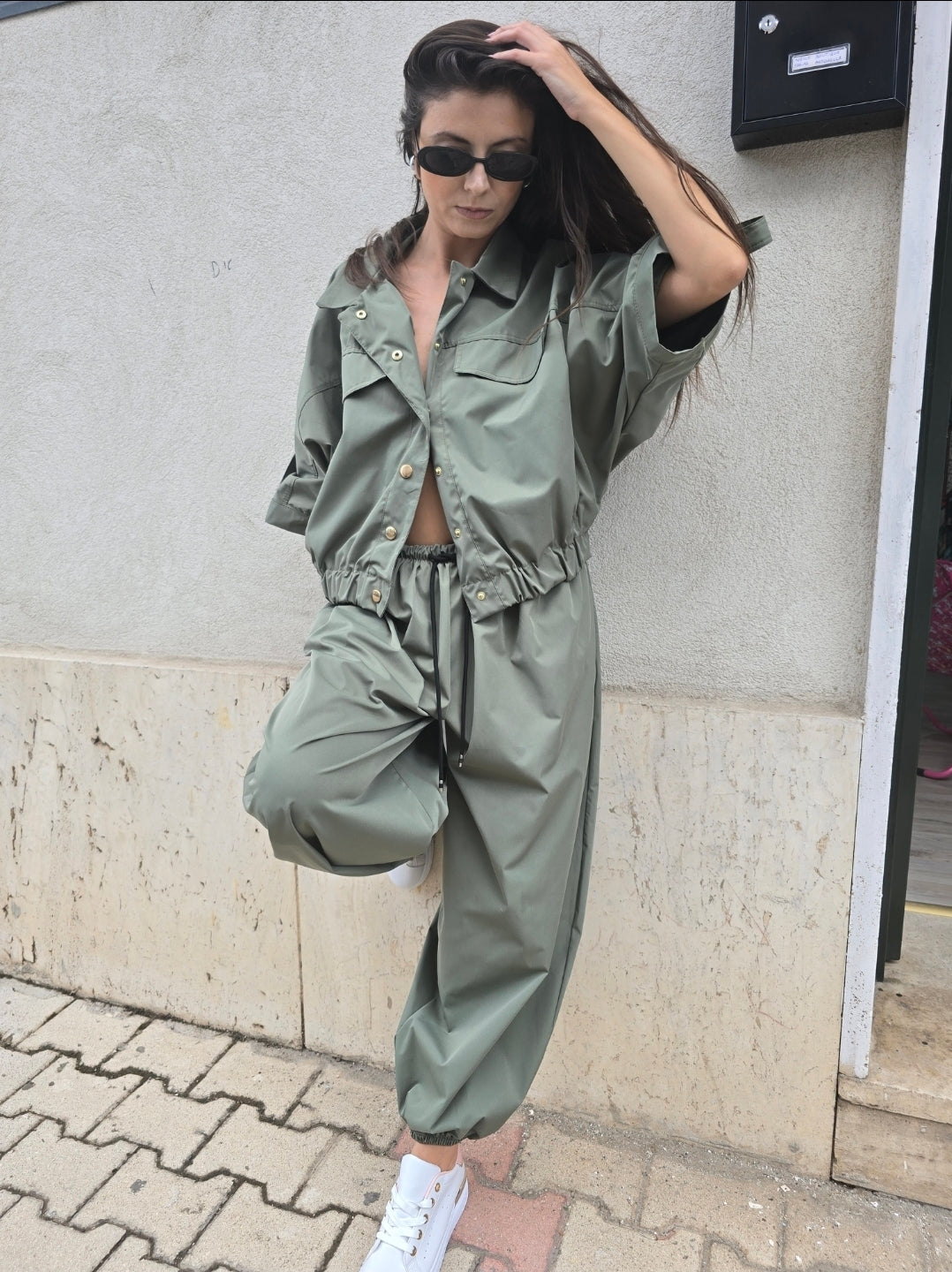 PANTALONI ROSA VERDE BEIGE