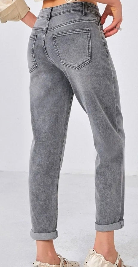 JEANS GRIGIO MOM FIT