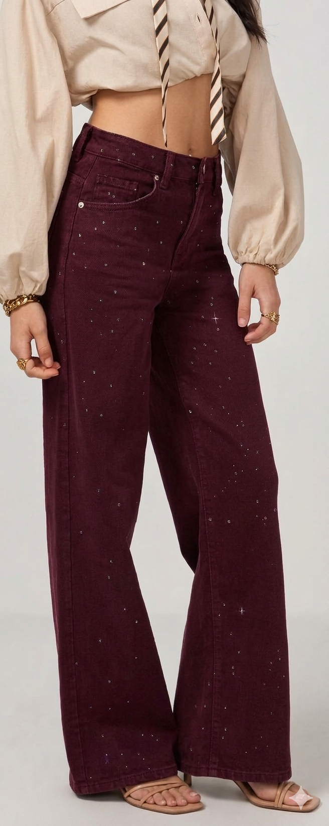 Jeans glitter wine