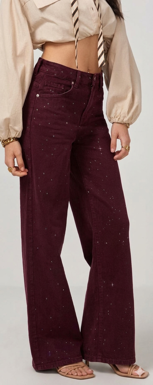 Jeans glitter wine